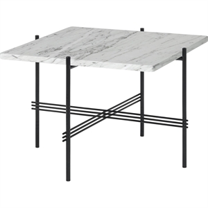 GUBI TS Coffee Table Square 55 x 55 cm w. Black Base and White Carrara Marble Top