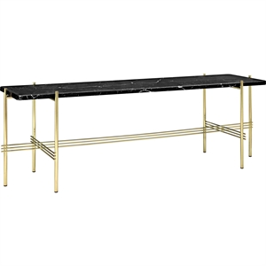 GUBI TS Console Table H40 cm w. 1 Shelf Brass/ Black Marquina Marble