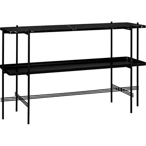 GUBI TS Console Table H72 cm with 2 Shelves and Tray Black/ Black Marquina Marble