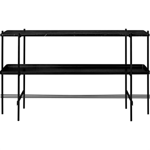 GUBI TS Console Table H72 cm w. 2 Shelves Black/ Black Marquina Marble