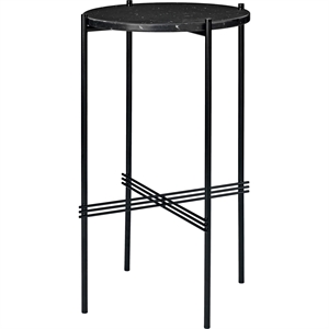GUBI TS Console Table Round Ø40 cm M. Black Base and Black Marquina Marble Top