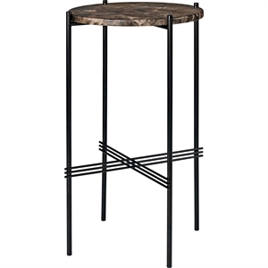 GUBI TS Console Table Round Ø40 cm w. Black Base and Brown Emperador Marble Top
