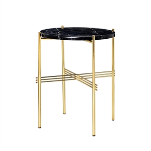 GUBI TS Side Table Round Ø40 Brass/ Black Marquina Marble