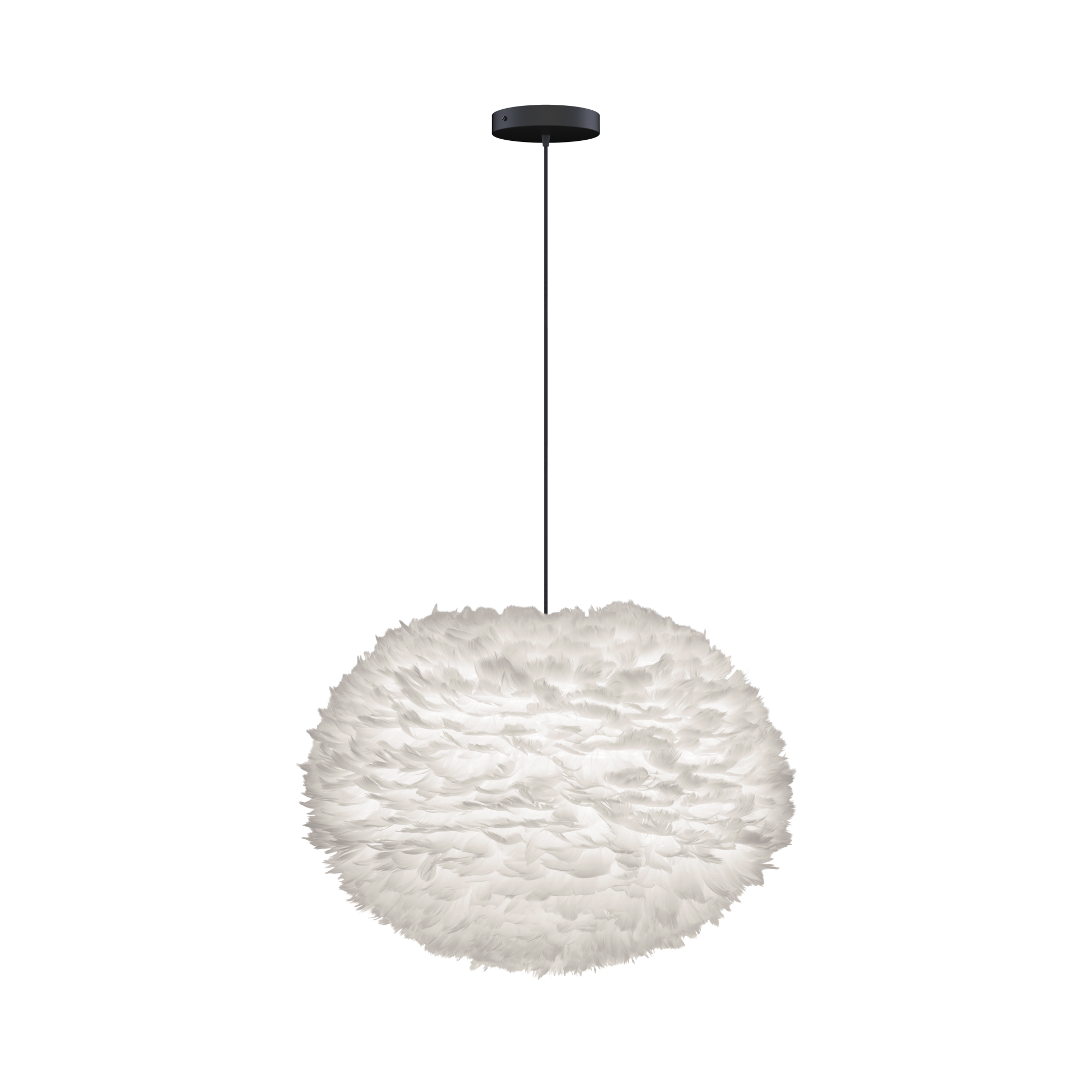 Umage Eos Pendant Large White with Flat Rosette in Black