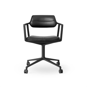 Vipp 453 Swivel Swivel Chair with Wheels Black/ Black Leather