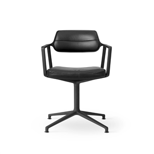 Vipp 453 Swivel Swivel Chair with Floor Glides Black/ Black Leather