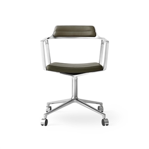 Vipp 452 Swivel Chair M. Wheels Aluminum/ Bosco Green