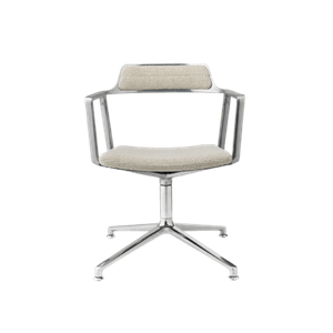 Vipp 452 Swivel Swivel Chair With Floor Glides Aluminum/ Wavy Off White/ Light Gray