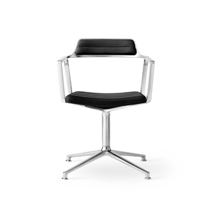 Vipp 452 Swivel Chair M. Floor Glides Aluminum/ Black Leather