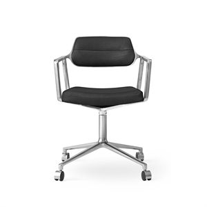 Vipp 453 Swivel Swivel Chair with Wheels Aluminum/ Black Leather
