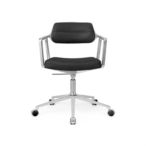 Vipp 453 Swivel+ Swivel Chair with Wheels Aluminum/ Black Leather