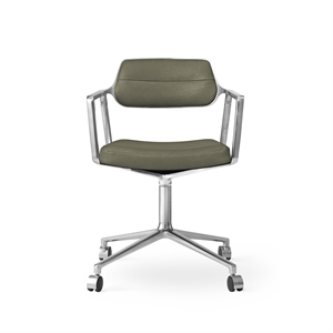 Vipp 453 Swivel Swivel Chair with Wheels Aluminum/Bosco Green Leather