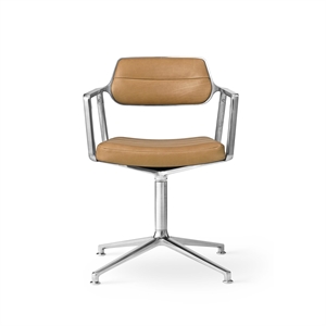 Vipp 453 Swivel Swivel Chair with Floor Glides Aluminum/ Sand Leather