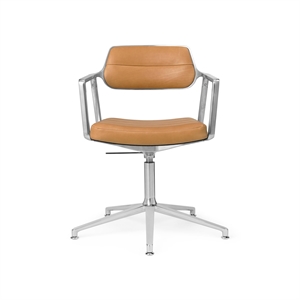 Vipp 453 Swivel+ Swivel Chair with Floor Sliders Aluminum/ Camel Leather