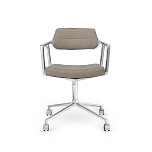 Vipp 453 Swivel Swivel Chair with Wheels Aluminum/ Dark Sand Textile