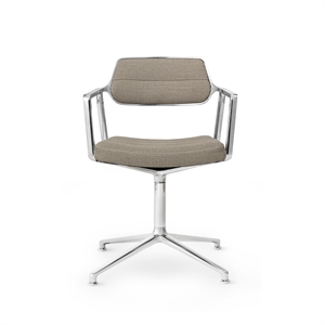 Vipp 453 Swivel Swivel Chair with Floor Glides Aluminum/Dark Sand Textile