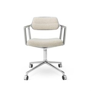 Vipp 453 Swivel Swivel Chair With Wheels Aluminum/Wavy Off White/ Light Gray