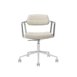 Vipp 453 Swivel+ Swivel Chair With Wheels Aluminum/Wavy Off White/ Light Gray