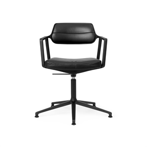 Vipp 453 Swivel+ Swivel Chair with Floor Sliders Black/ Black Leather