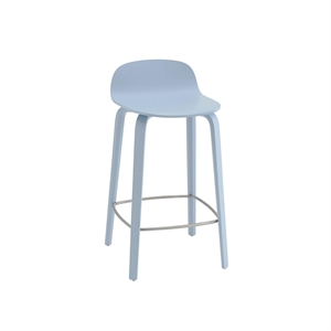 Muuto Visu Bar Stool With Wooden Base H65 Light Blue