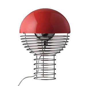 Verpan Wire Table Lamp Ø30 Chrome/ Red